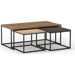 Konferenční stolky v sadě 3 ks v přírodní barvě 60x110 cm Camelia – Marckeric obraz