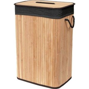 Černý/v přírodní barvě bambusový koš na prádlo 78 l Bamboo – Compactor obraz