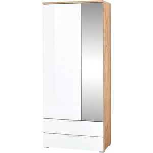 Bílá šatní skříň v dekoru dubu se zrcadlem 84x196 cm Telde - Germania obraz
