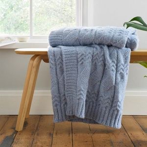 Modrá pletená deka 150x200 cm Cable Knit – Bianca obraz