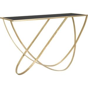 Konzolový stolek se skleněnou deskou v černo-zlaté barvě 40x120 cm Ring – Mauro Ferretti obraz