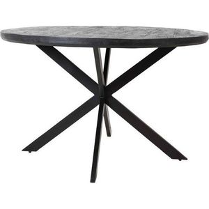 Černý kulatý jídelní stůl s deskou z akácie ø 120 cm Yellov – Light & Living obraz