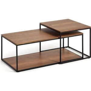 Hnědé konferenční stolky s deskou v dekoru ořechového dřeva v sadě 2 ks 50x100 cm Yoana – Kave Home obraz