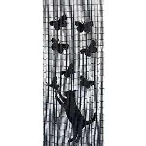 Černo-šedý bambusový závěs do dveří 200x90 cm Cat and Butterfly - Maximex obraz