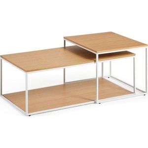 Konferenční stolky v sadě ve světle přírodní barvě 2 ks s deskou v dubovém dekoru 50x100 cm Yoana – Kave Home obraz