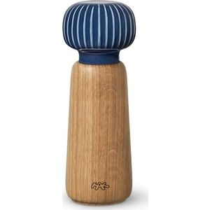 Mlýnek z dubového dřeva na koření s tmavě modrým detailem z porcelánu Kähler Design Hammershoi, výška 17, 5 cm obraz