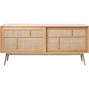 Nízká komoda v dekoru dubu s posuvnými dveřmi v přírodní barvě 180x80 cm Barrali – Unique Furniture obraz