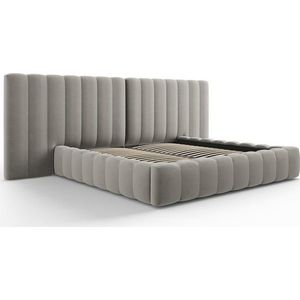 Šedá čalouněná dvoulůžková postel s úložným prostorem a roštem 180x200 cm Gina – Milo Casa obraz