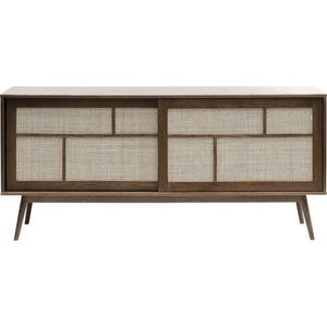 Tmavě hnědá nízká komoda v dekoru dubu s posuvnými dveřmi 180x80 cm Barrali – Unique Furniture obraz