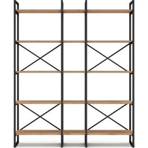 Černý/přírodní regál v dekoru dubu 144x175 cm Dusan – Marckeric obraz