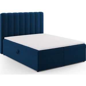 Tmavě modrá boxspring postel s úložným prostorem 160x200 cm Gina – Milo Casa obraz
