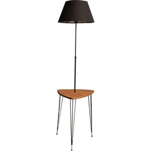 Stojací lampa v černo-přírodní barvě s textilním stínidlem (výška 147 cm) – Opviq lights obraz