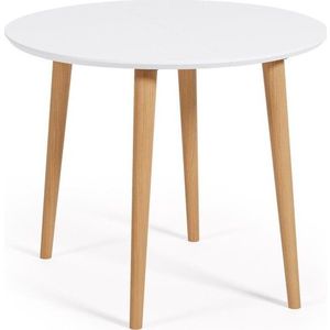 Bílý kulatý rozkládací jídelní stůl s bílou deskou ø 90 cm Oqui – Kave Home obraz