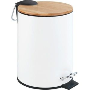 Bílý pedálový odpadkový koš Wenko Tortona Bamboo, 3 l obraz
