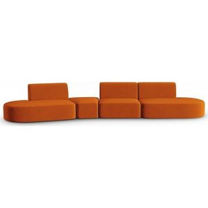 Sametová pohovka v terakotové barvě levý roh 428 cm Paolo – Milo Casa obraz