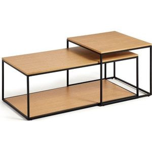 Kulaté konferenční stolky s deskou v dubovém dekoru v přírodní barvě v sadě 2 ks 50x100 cm Yoana – Kave Home obraz