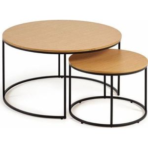 Kulaté konferenční stolky v sadě 2 ks s deskou v dubovém dekoru ø 80 cm Yona - Kave Home obraz