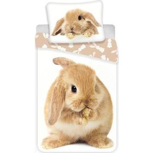 Bílo-hnědé bavlněné dětské povlečení na jednolůžko 140x200 cm Bunny – Jerry Fabrics obraz