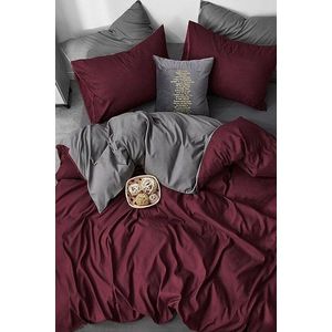 Vínovo-šedé bavlněné povlečení na dvoulůžko/prodloužené s prostěradlem 200x220 cm – Mila Home obraz