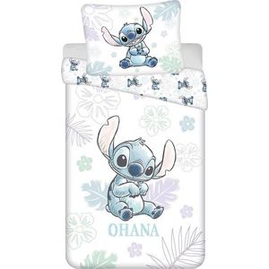 Bílé bavlněné dětské povlečení na jednolůžko 140x200 cm Lilo and Stitch "Ohana White" – Jerry Fabrics obraz
