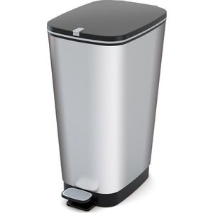 Nášlapný plastový odpadkový koš ve stříbrné barvě 45 l Chic Bin – KIS obraz
