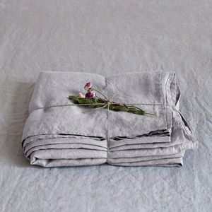 Světle šedé lněné prostěradlo 230x270 cm Light Grey – Linen Tales obraz