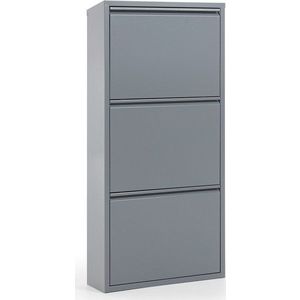 Šedý kovový botník se 3 výklopnými zásuvkami Kave Home Rox obraz
