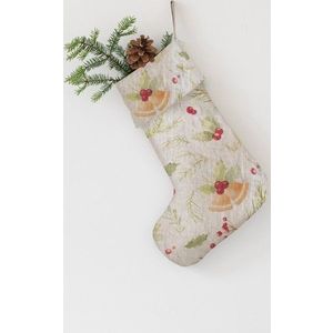 Látková vánoční punčocha Christmas Print Natural – Linen Tales obraz
