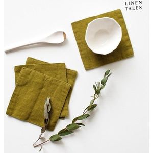 Khaki látkové podtácky v sadě 4 ks – Linen Tales obraz