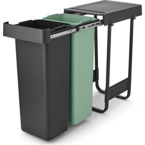 Vestavný plastový odpadkový koš na tříděný odpad v mentolovo-tmavě šedé barvě 2x30 l Sort&Go – Brabantia obraz