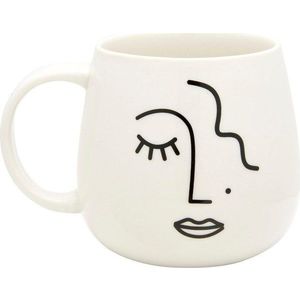 Bílý porcelánový hrnek Sass & Belle Abstract Face, 400 ml obraz