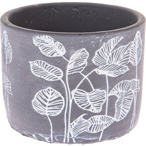 Šedý betonový květináč v kovovém stojanu Dakls Flowery, ø 13, 5 cm obraz
