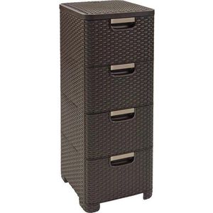 Tmavě hnědá plastová vysoká koupelnová skříňka 33x79 cm Rattan – Curver obraz