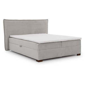 Světle šedá boxspring postel s úložným prostorem 140x200 cm Lysa – Ropez obraz