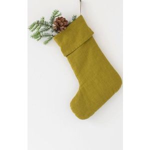 Látková vánoční punčocha Moss Green – Linen Tales obraz