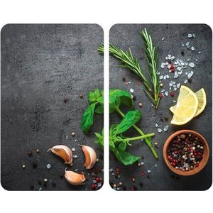 Sada 2 šedých skleněných krytů na sporák Wenko Universal Herbs obraz