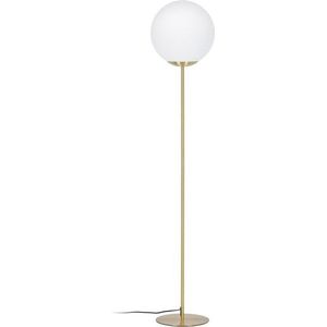Stojací lampa ve zlaté barvě se skleněným stínidlem (výška 150 cm) Mahala – Kave Home obraz