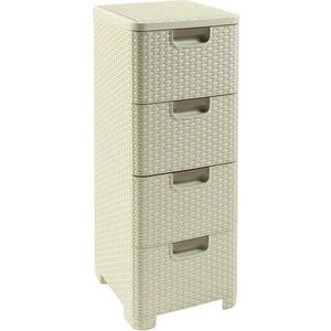 Krémová plastová vysoká koupelnová skříňka 33x79 cm Rattan – Curver obraz