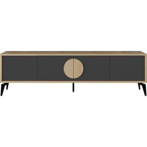 TV stolek v dekoru dubu v černo-přírodní barvě 180x51 cm Vae – Marckeric obraz