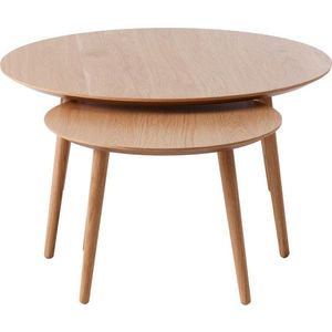 Kulaté konferenční stolky v dekoru dubu v přírodní barvě v sadě 2 ks ø 88 cm Adda – Unique Furniture obraz