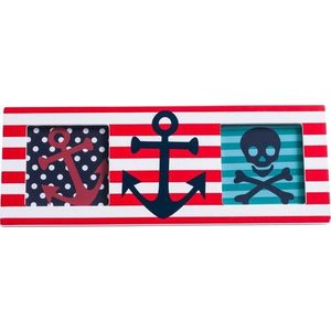 Červený dřevěný rámeček 24x9 cm Pirate – Premier Housewares obraz