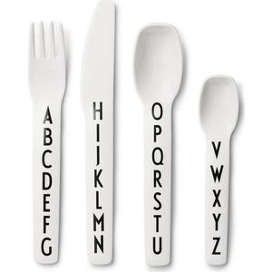 4dílná sada bílých dětských příborů Design Letters obraz