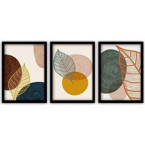 Sada 3 obrazů v černém rámu Vavien Artwork Leaves III., 35 x 45 cm obraz