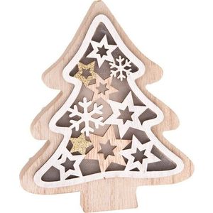 Dřevěný stromek s LED světlem Dakls, výška 15, 5 cm obraz