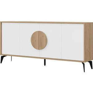 Nízká komoda v dekoru dubu v bílo-přírodní barvě 180x82 cm Vae – Marckeric obraz