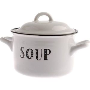 Bílý keramický hrnec s pokličkou 700 ml Soup – Dakls obraz