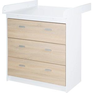 Vysoká dětská komoda v dekoru dubu s přebalovacím pultem v bílo-přírodní barvě 89x98 cm Gabriella – Roba obraz