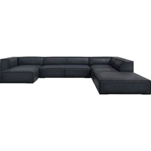 Tmavě modrá kožená rohová pohovka (pravý roh) Madame – Windsor & Co Sofas obraz