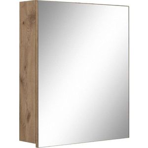 Závěsná koupelnová skříňka se zrcadlem v dekoru dubu v přírodní barvě 60x70 cm Wisla – Støraa obraz