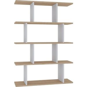 Bílá/přírodní knihovna v dekoru dubu 90x127 cm Harmon – Kalune Design obraz